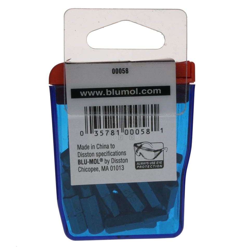 BLU-MOL 00058 SQ2 / #2 Square Recess Screwdriver Bits, 1" Length, 25-Pack