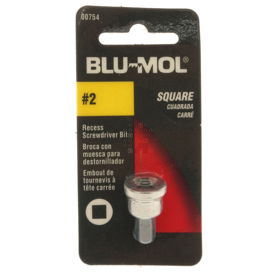 Blu-Mol 007541" Drywall Screw Setter Bit Tip, SQ2 / #2 Square Recess