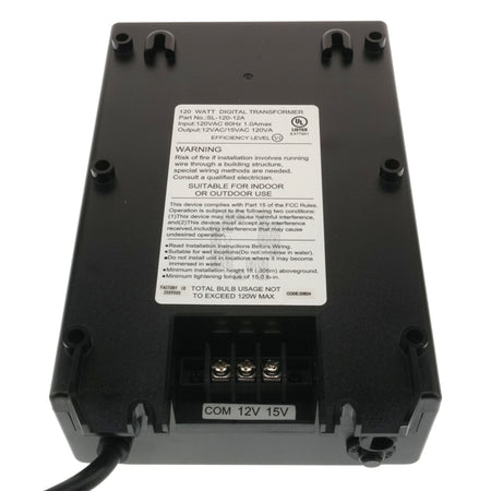 Hampton Bay 1001509802 Low Voltage Digital Transformer, 12+15VDC 120W, SL-120-12A Back
