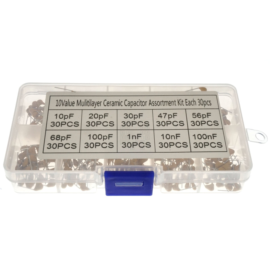 300-Piece 10pf-100nf Multilayer Ceramic Capacitor Assortment, 50VDC
