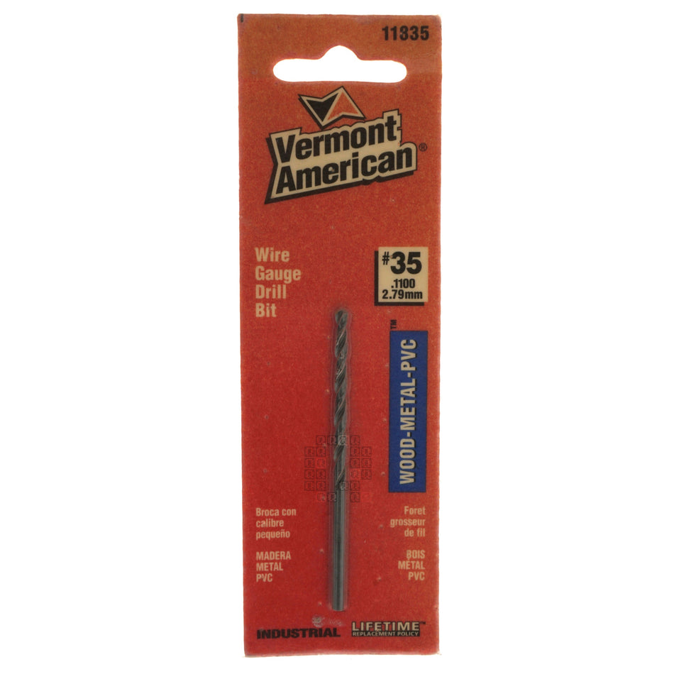Vermont American 11835 Black Oxide Wire Gauge Drill Bit, #35 (0.1100" / 2.79mm )