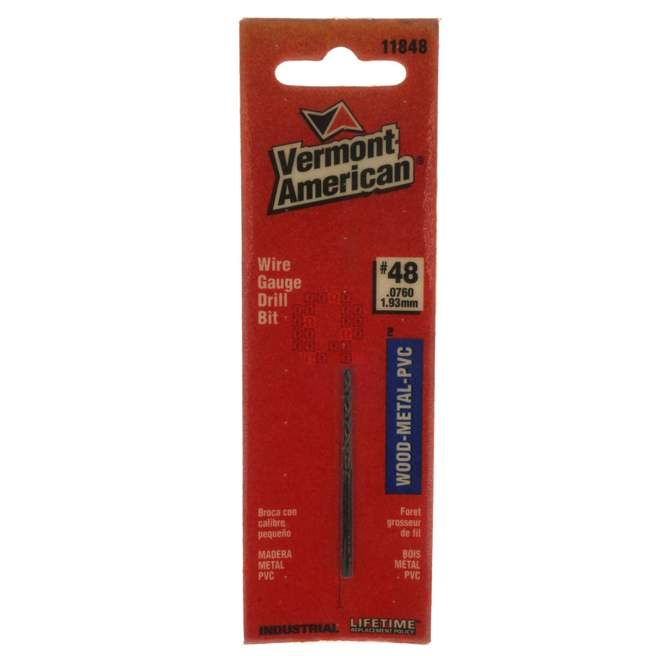 Vermont American 11848 Wire Gauge Drill Bit, #48 (0.0760")