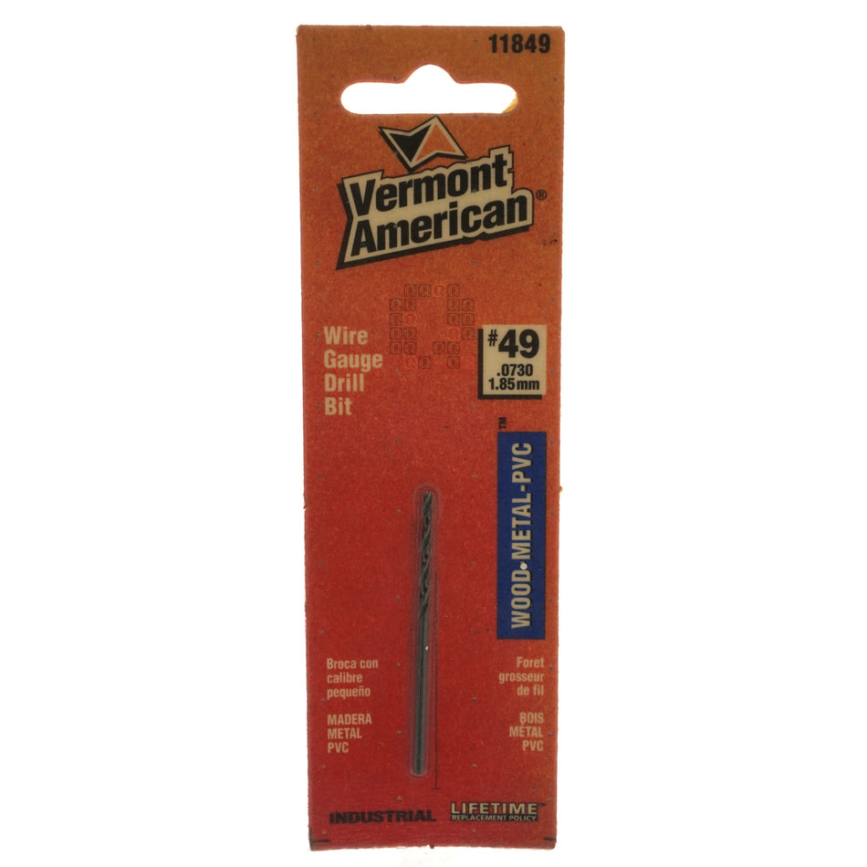 Vermont American 11849 Wire Gauge Drill Bit, #49 (0.0730" / 1.85mm)