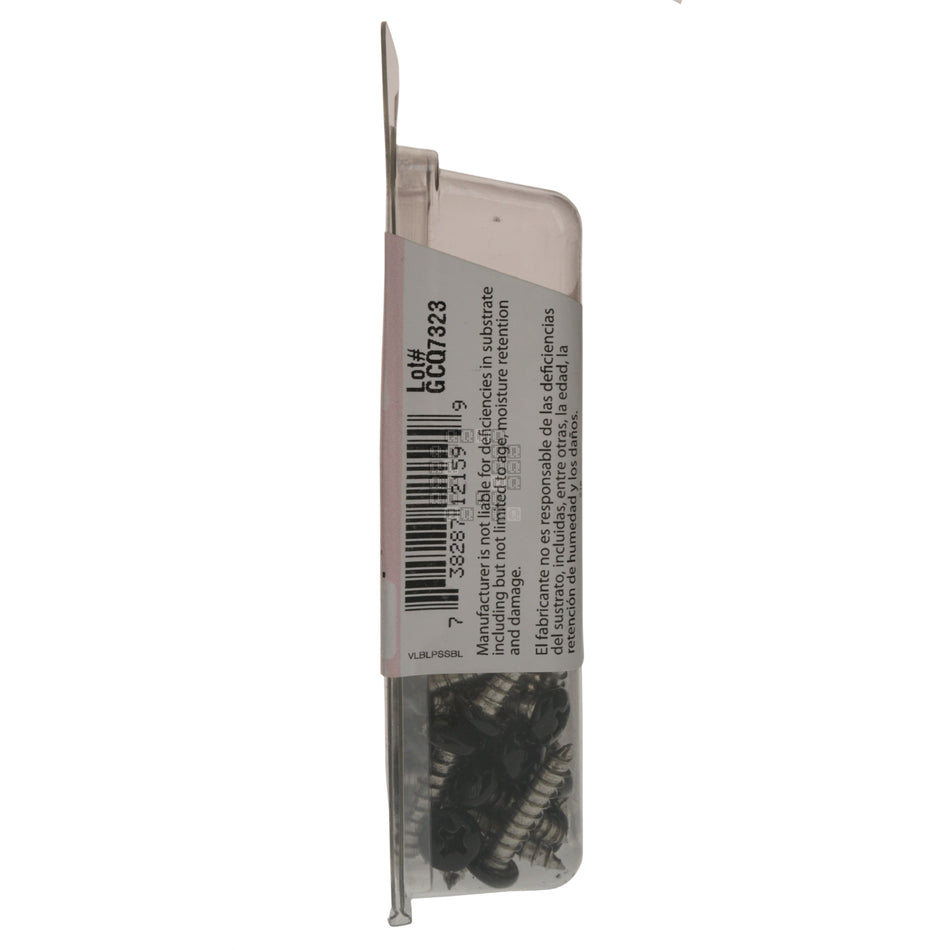 Midwest 12159 #8 x 3/4" Stainless Steel Phillips Pan Head Shutter Screws, Black Head, 45-Pieces