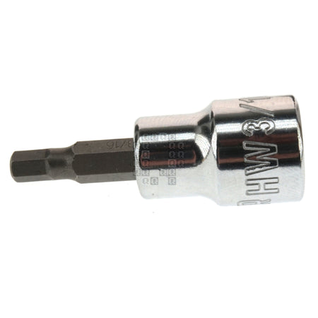 Master Mechanic 123596 3/8" Drive, Hex Bit SAE Chrome Socket, 3/16"