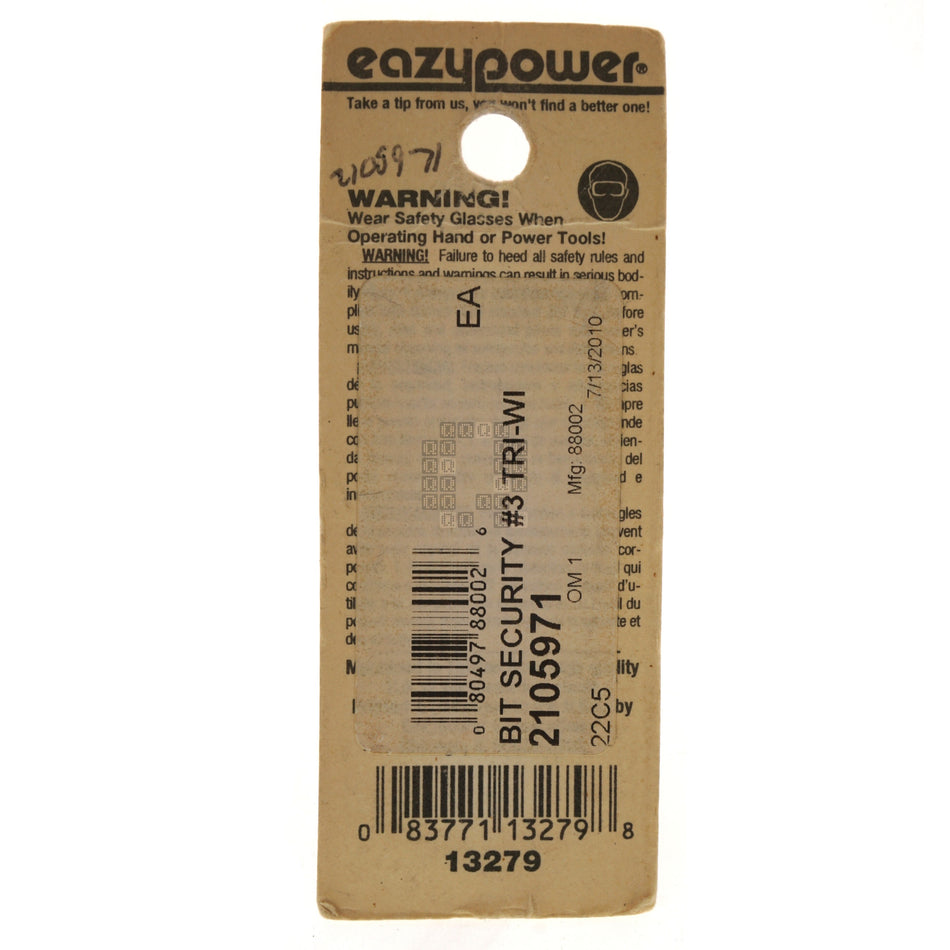 Eazypower 13279 ISOMAX Triple-Y (Tri-Wing) 1/4" Hex Insert Driver Bit