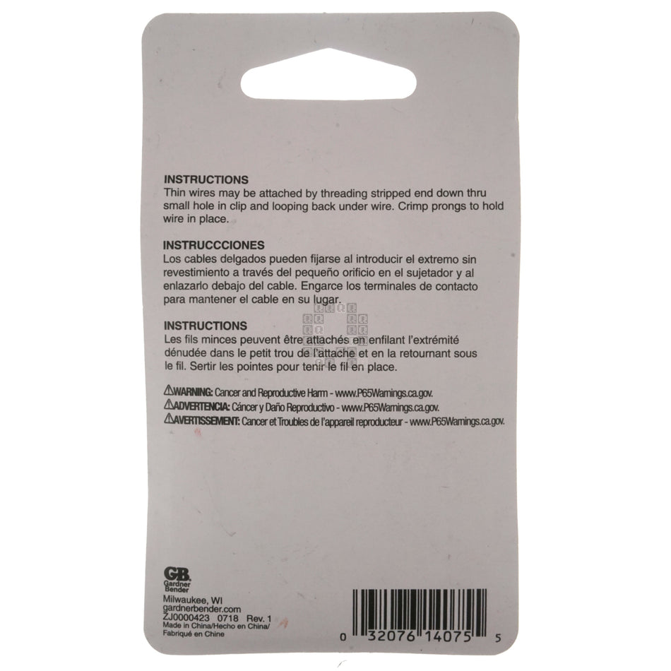 Gardner Bender 14-075 1-1/4" Non-Insulated Alligator Clip, 22 to 14 AWG, 4-Pack