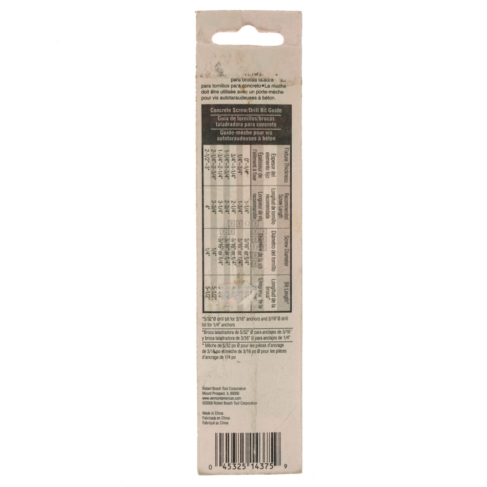Vermont American 14375 5/32" Hammer Drill Pilot Bit, 4-1/2" Length
