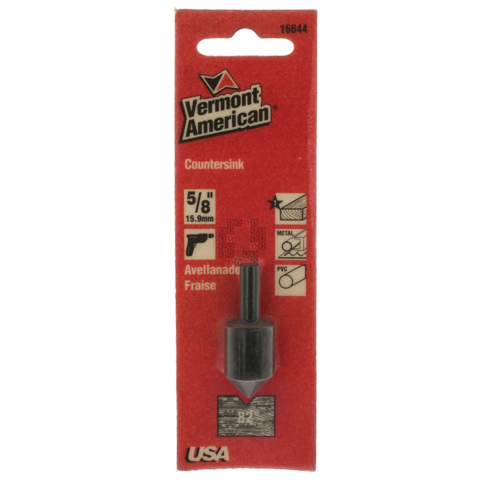 Vermont American 16644 5/8" HSS Single Flute Countersink, 82°