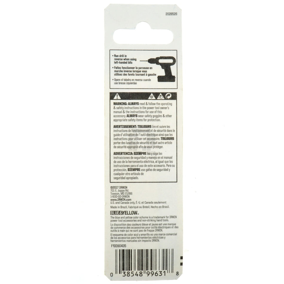 Irwin 1789222 Black Oxide 1/8" Left Hand Drill Bit, 135° Split