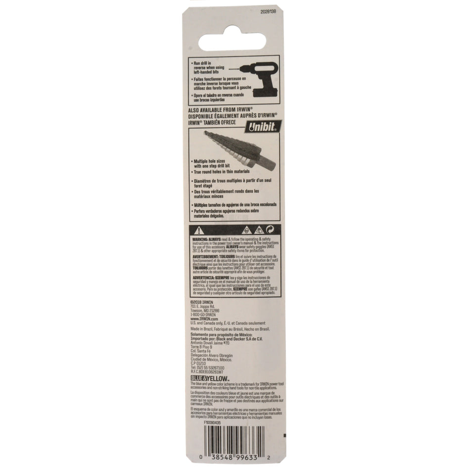 Irwin 1789224 Black Oxide 1/4" Left Hand Drill Bit, 135° Split