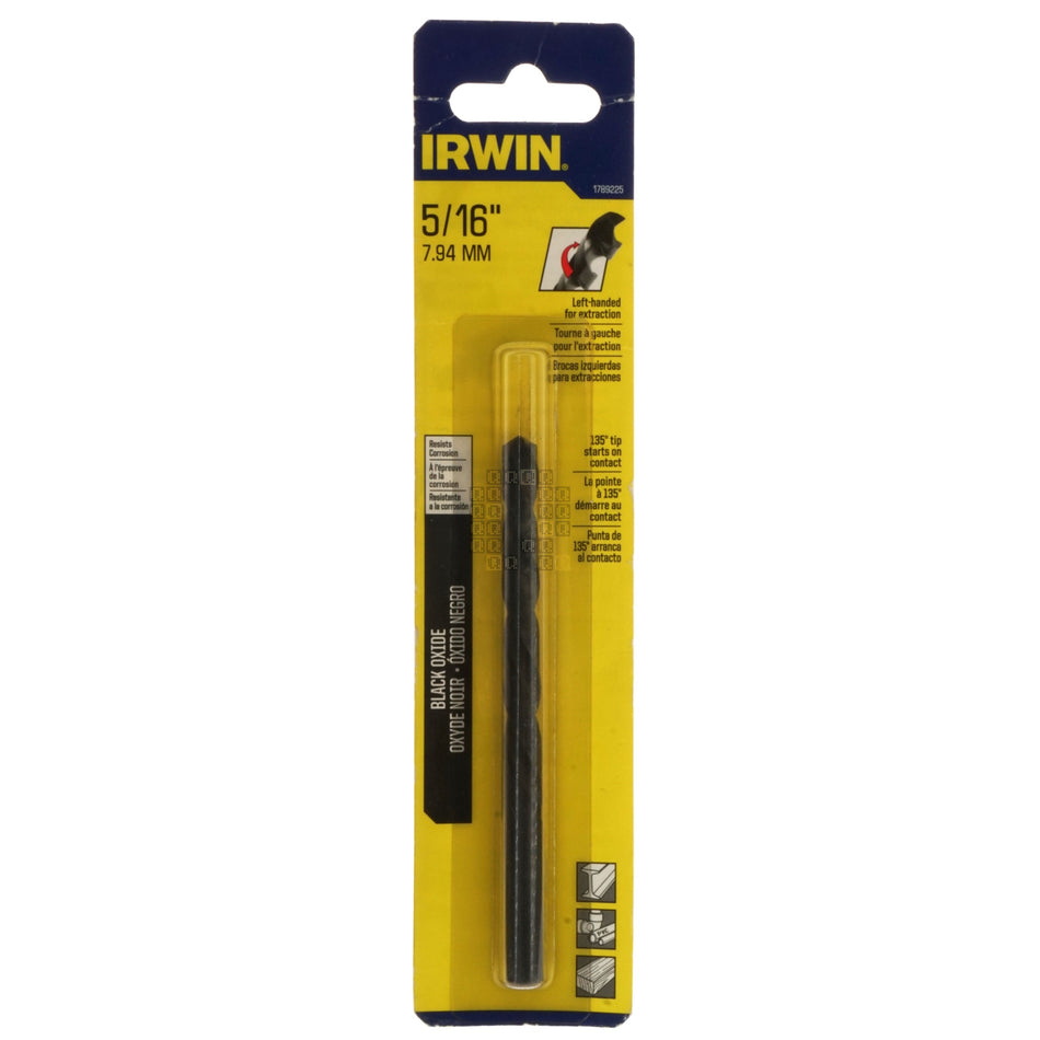 Irwin 1789225 Black Oxide 5/16" Left Hand Drill Bit, 135° Split Point