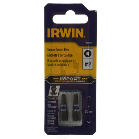 Irwin Tools 1837381 #2 Square Recess SQ2 Impact Insert Bit, Package Back