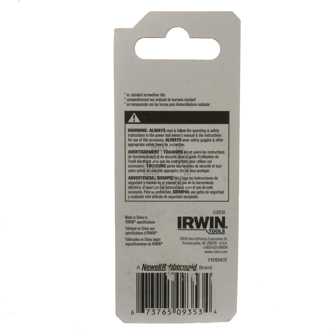 Irwin Tools 1837381 #2 Square Recess SQ2 Impact Insert Bit Package Back
