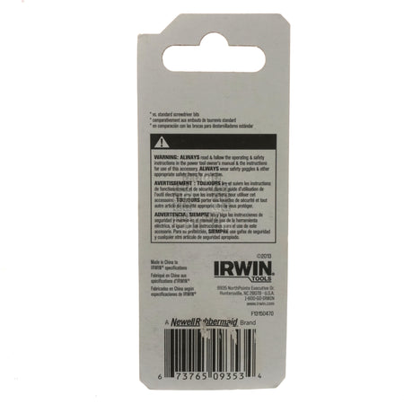 Irwin Tools 1837381 #2 Square Recess SQ2 Impact Insert Bit Package Back