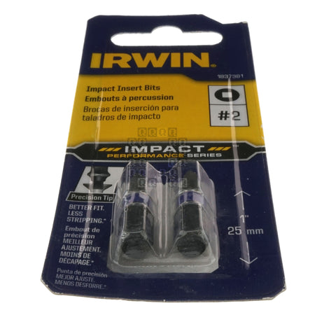 Irwin Tools 1837381 #2 Square Recess SQ2 Impact Insert Bit, 1" Length, 2-Pack