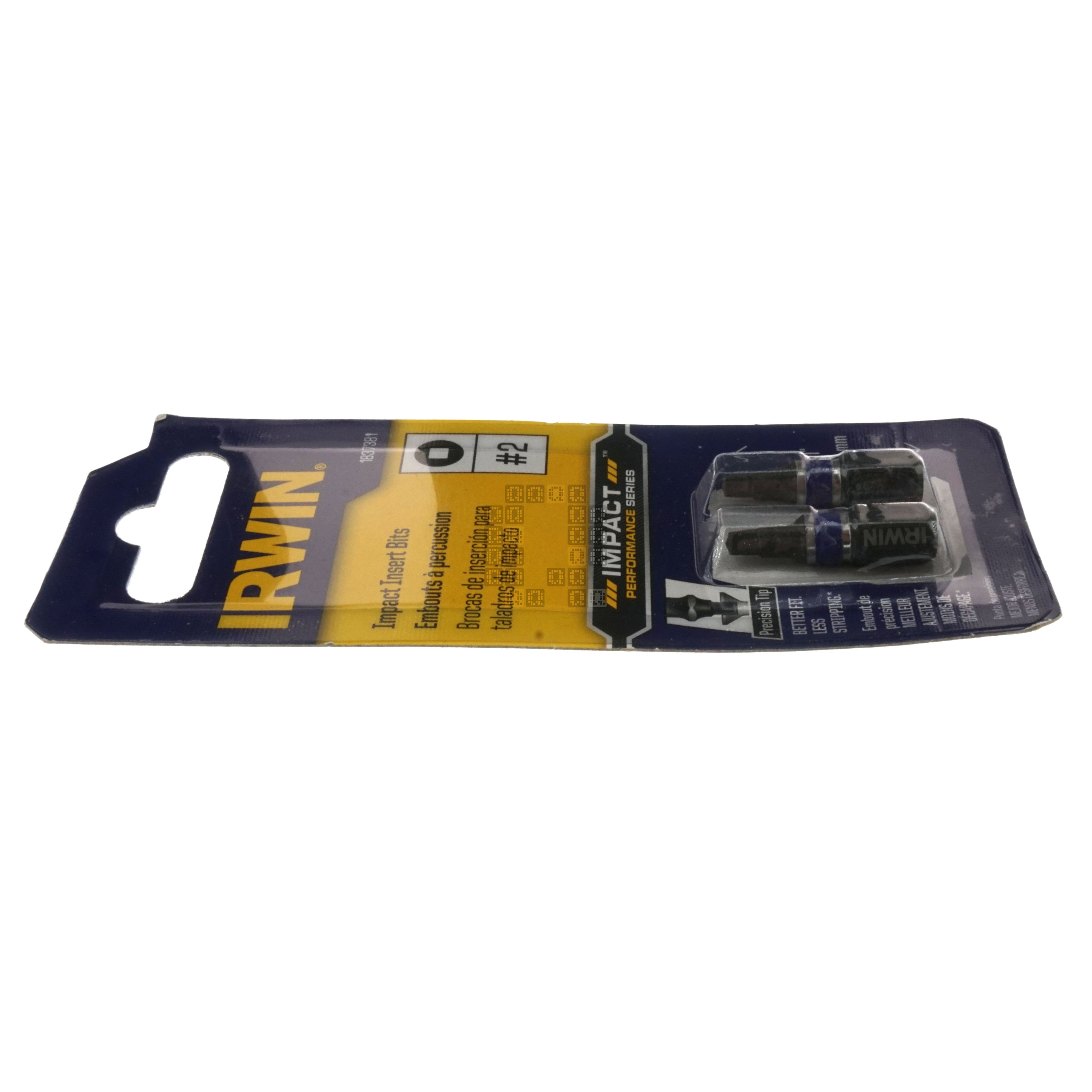 Irwin Tools 1837381 #2 Square Recess SQ2 Impact Insert Bit, 1" Length, 2-Pack
