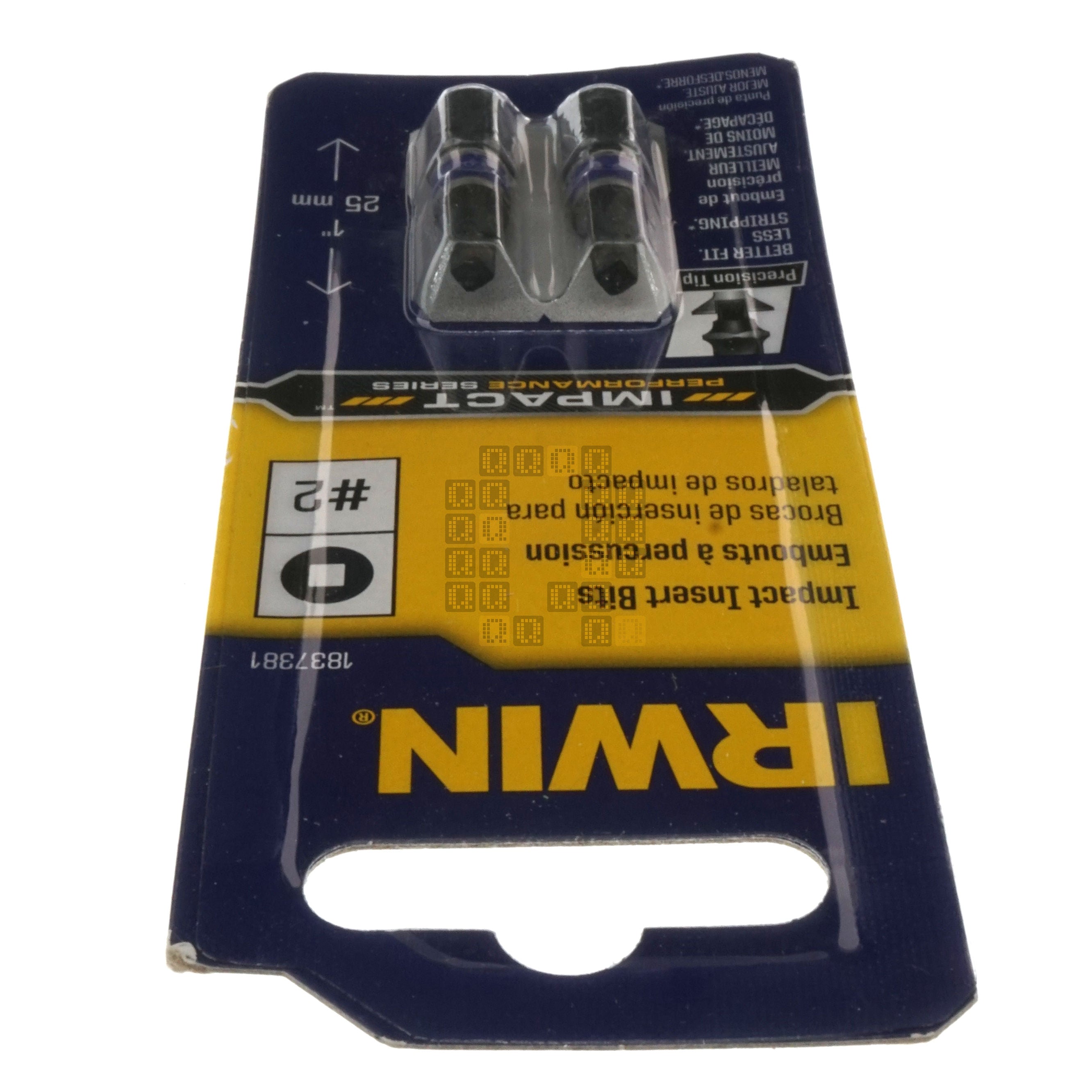 Irwin Tools 1837381 #2 Square Recess SQ2 Impact Insert Bit, 1" Length, 2-Pack