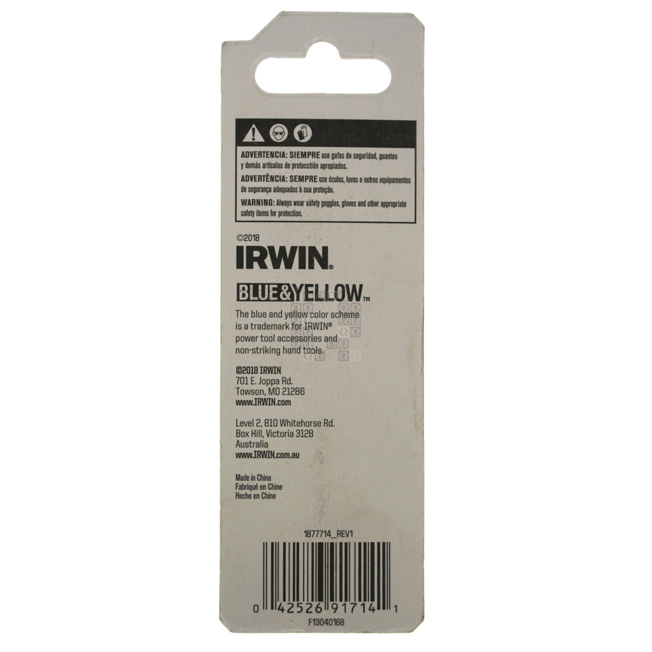 Irwin 1877714 Round Shank High Speed Steel (HSS) Countersink,  1/4", 82°