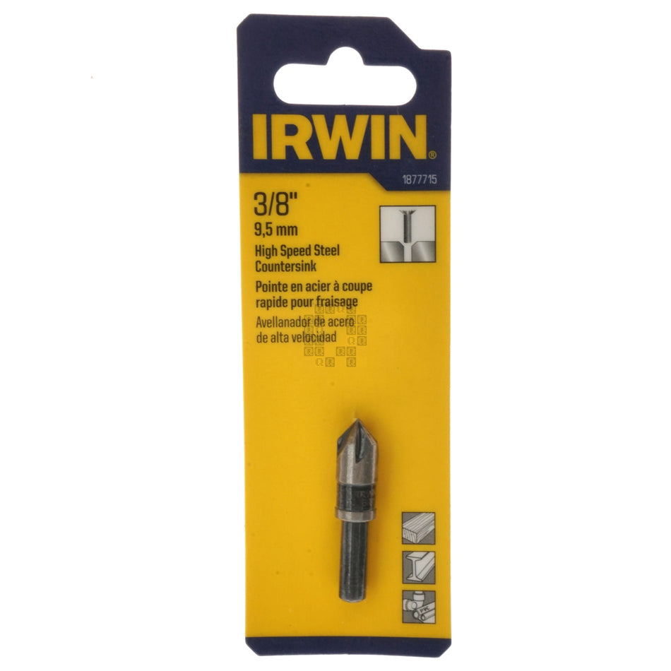 Irwin 1877715 Round Shank High Speed Steel (HSS) Countersink, 3/8", 82°