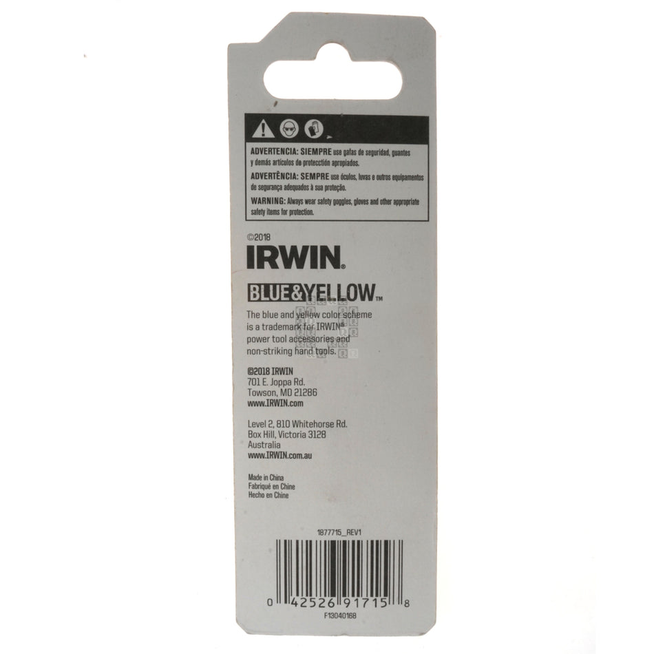 Irwin 1877715 Round Shank High Speed Steel (HSS) Countersink, 3/8", 82°