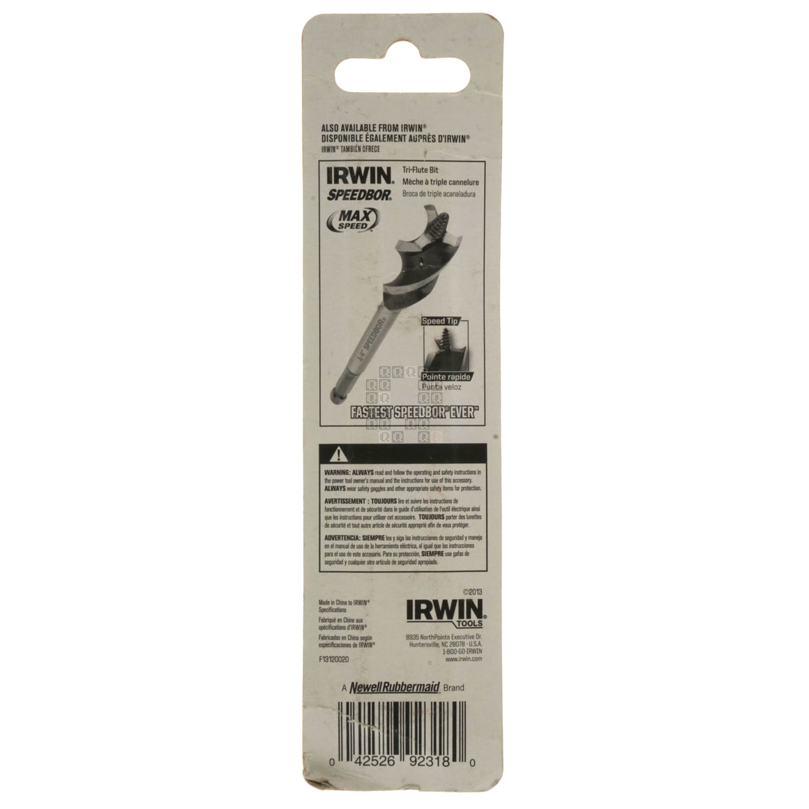 Irwin 1882790 Countersink Replacement Bit, #12 (7/32" / 5.6mm), 1/4" Hex Drive Package Back