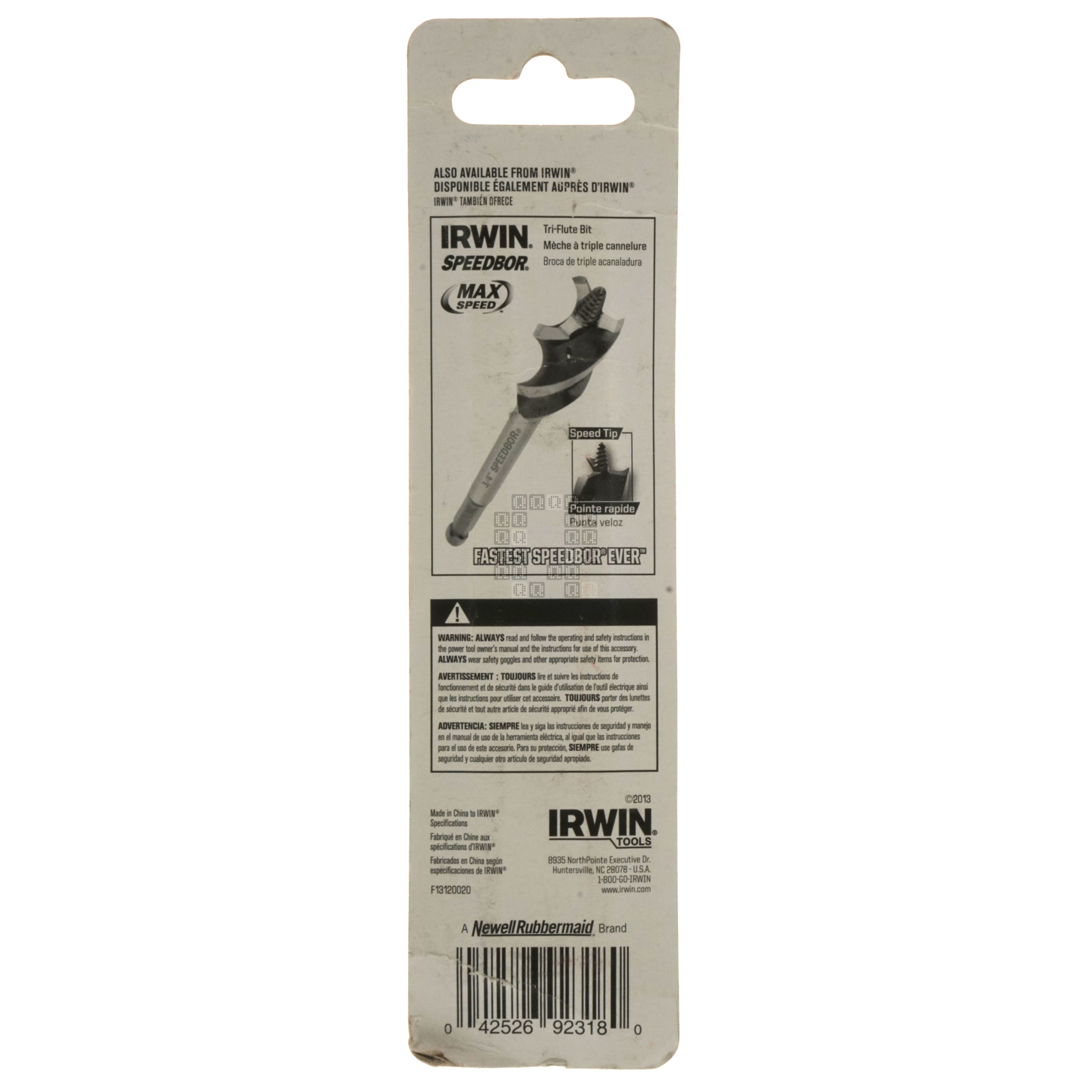 Irwin 1882790 Countersink Replacement Bit, #12 (7/32" / 5.6mm), 1/4" Hex Drive Package Back