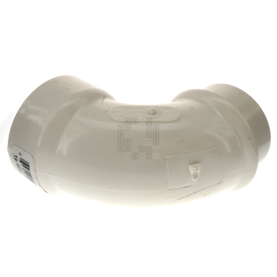 Ipex Canplas 192451L Sanitary Street Pipe 90° Elbow, 1-1/2" Spigot x Hub, PVC, White