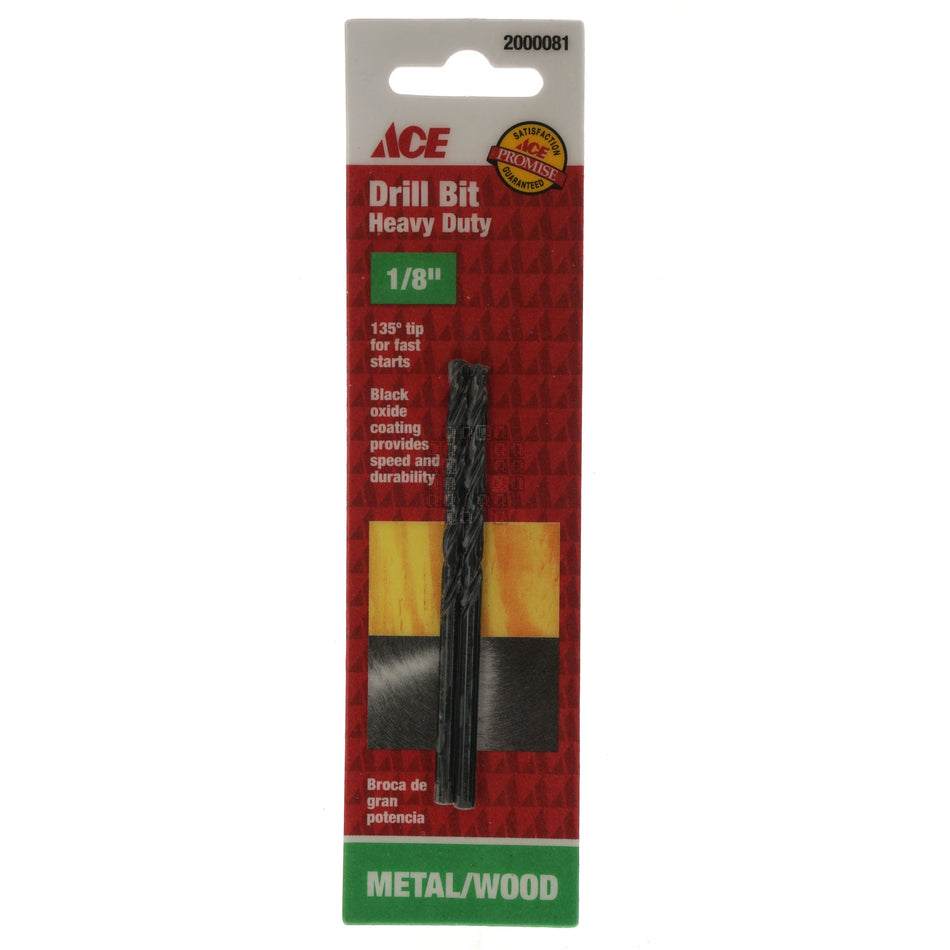 ACE Hardware 2000081 1/8" Heavy Duty Black Oxide Drill Bit, 135° Point, 2-Pack