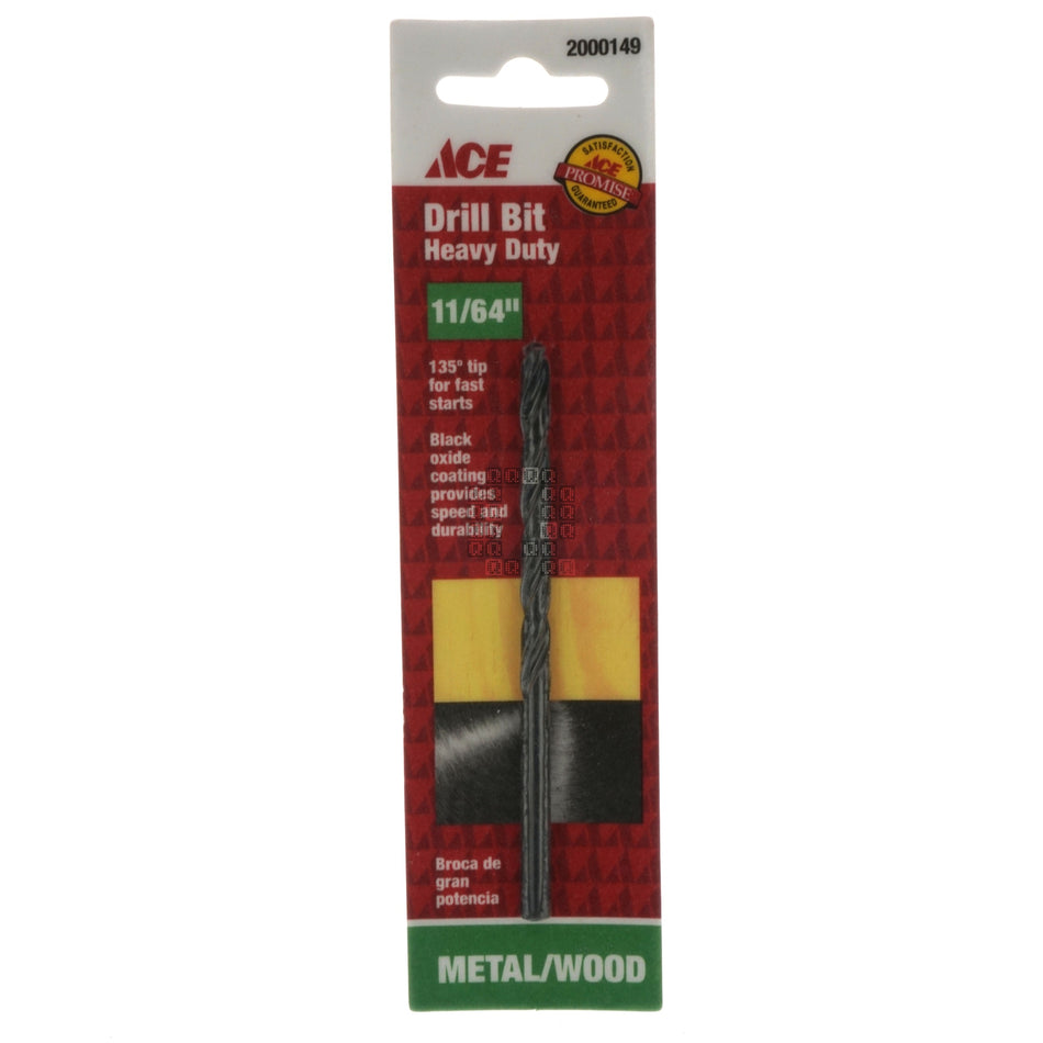 ACE Hardware 2000149 Heavy Duty 11/64" Black Oxide Drill Bit, 135° Point, 2-Pack