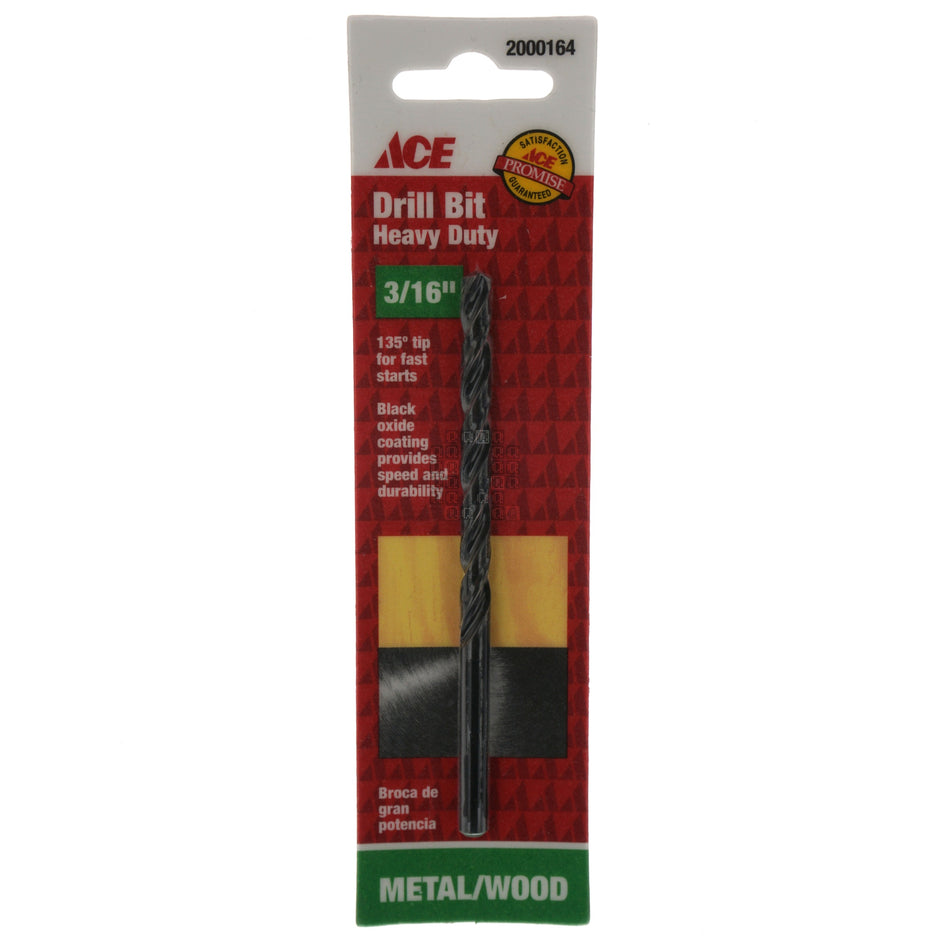 ACE Hardware 2000164 3/16" Black Oxide Drill Bit, 135° Split Point
