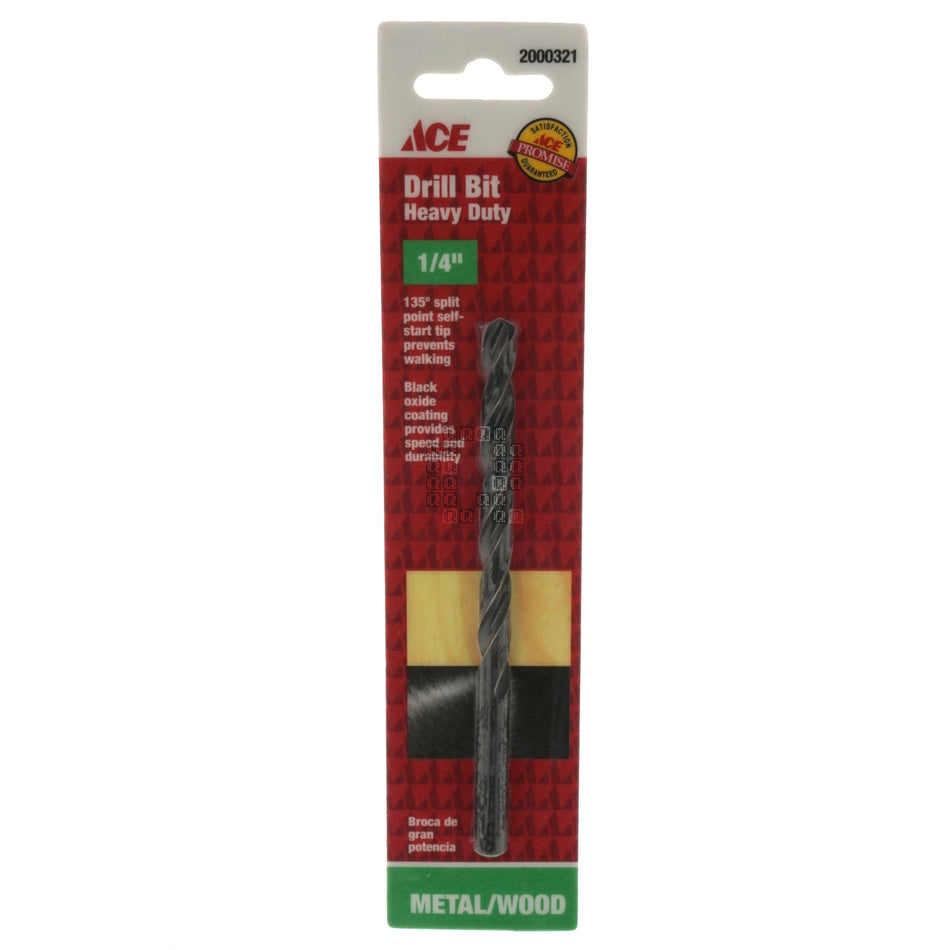 ACE Hardware 2000321 1/4" Heavy Duty Black Oxide Drill Bit, 135° Split Point