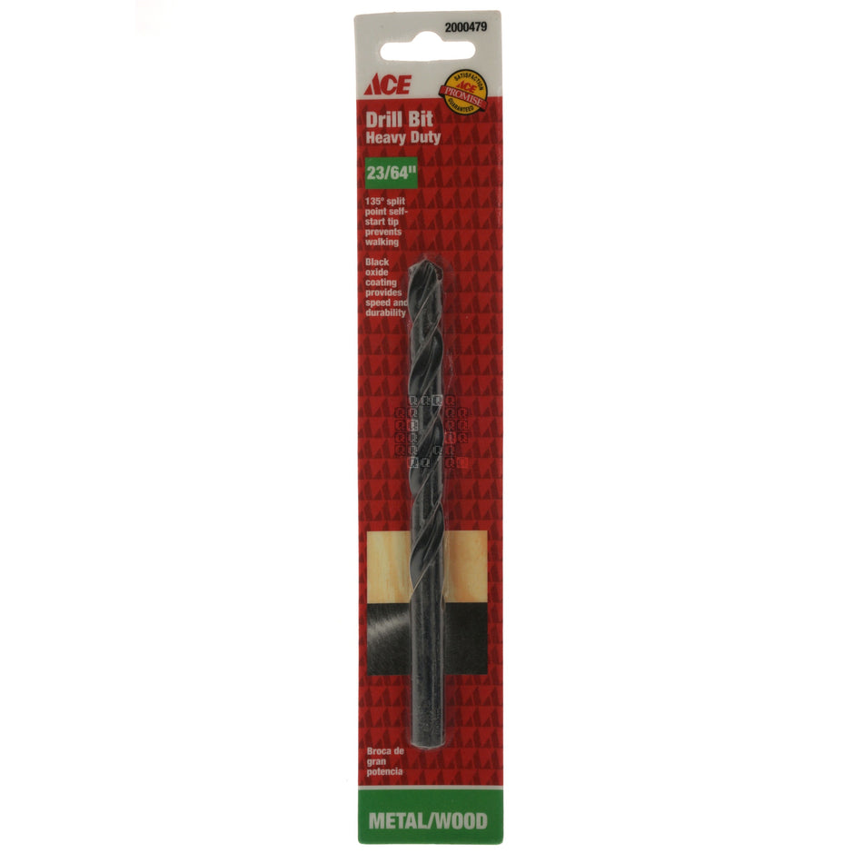 ACE Hardware 2000479 Heavy Duty 23/64" Black Oxide Drill Bit, 135° Split Point