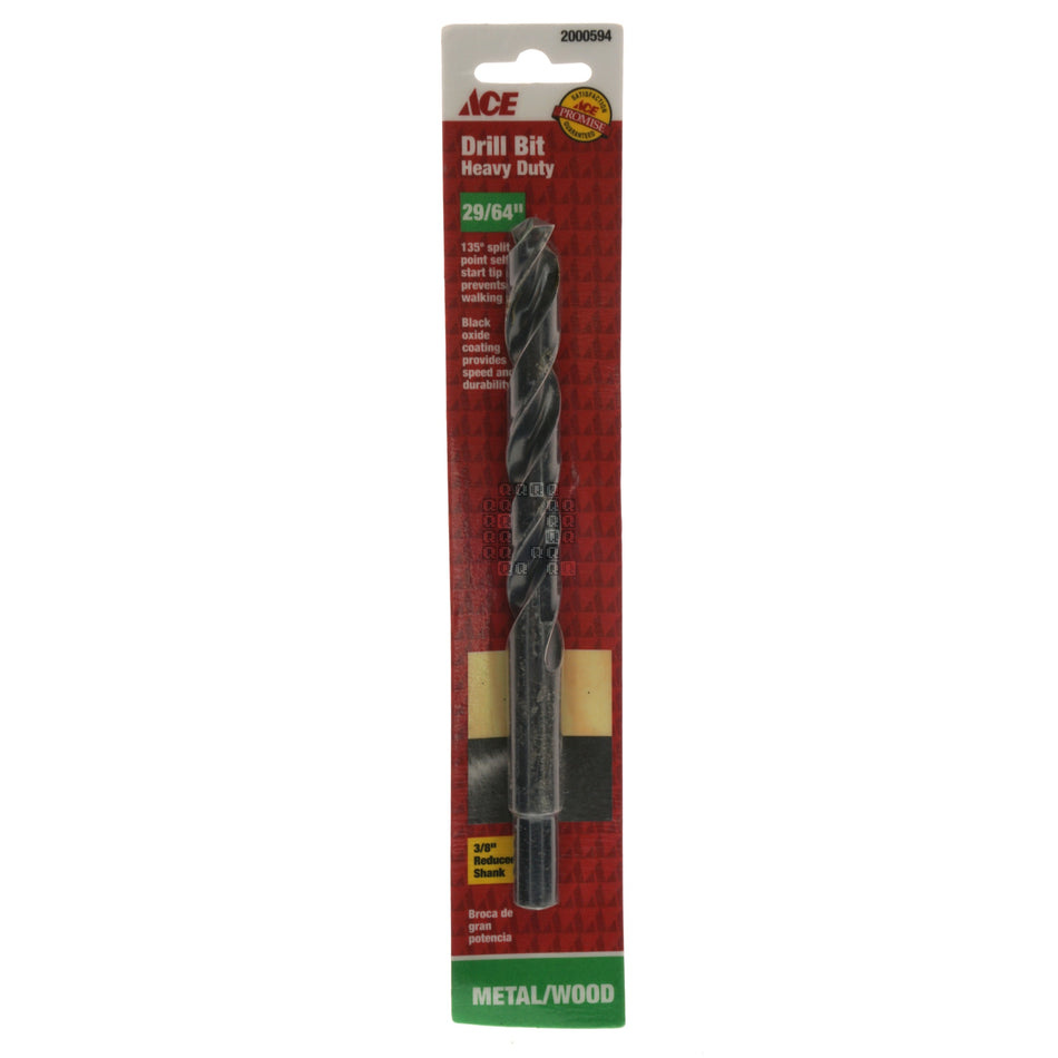 ACE Hardware 2000594 29/64" Black Oxide Drill Bit, 135° Split Point, 3/8" Reduced Shank