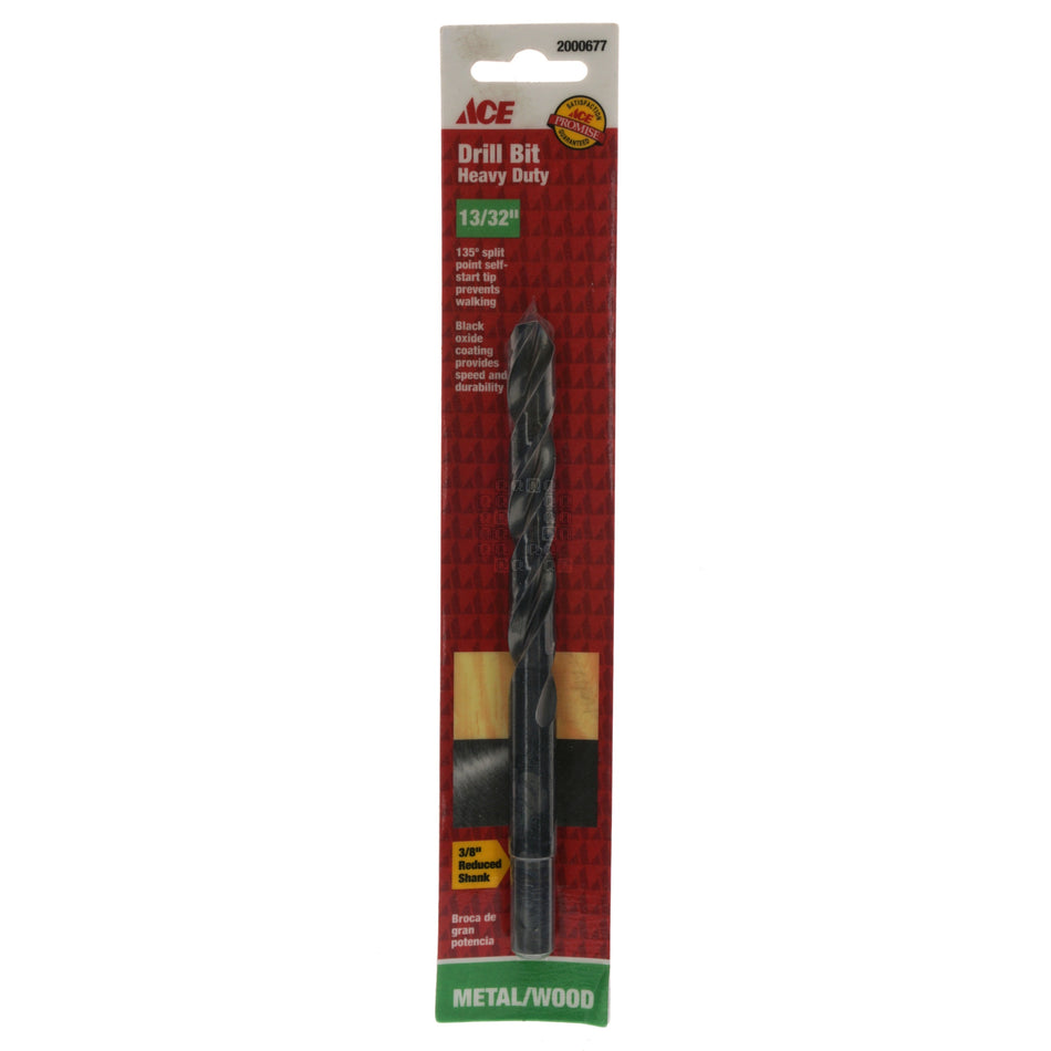 ACE Hardware 2000677 13/32" Black Oxide Drill Bit, 135° Split Point, 3/8" Reduced Shank