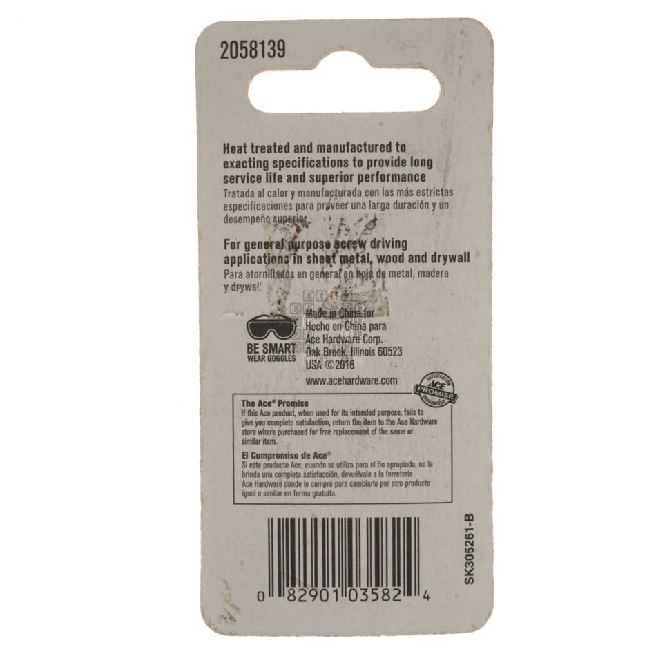 ACE Hardware 2058139 #3 Square / SQ3 Driver Bits, 1" Length, 2-Pack