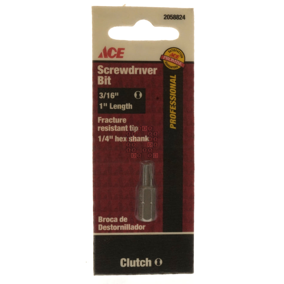 Ace Hardware 2058824 3/16" Clutch Screwdriver Bit, 1" Length