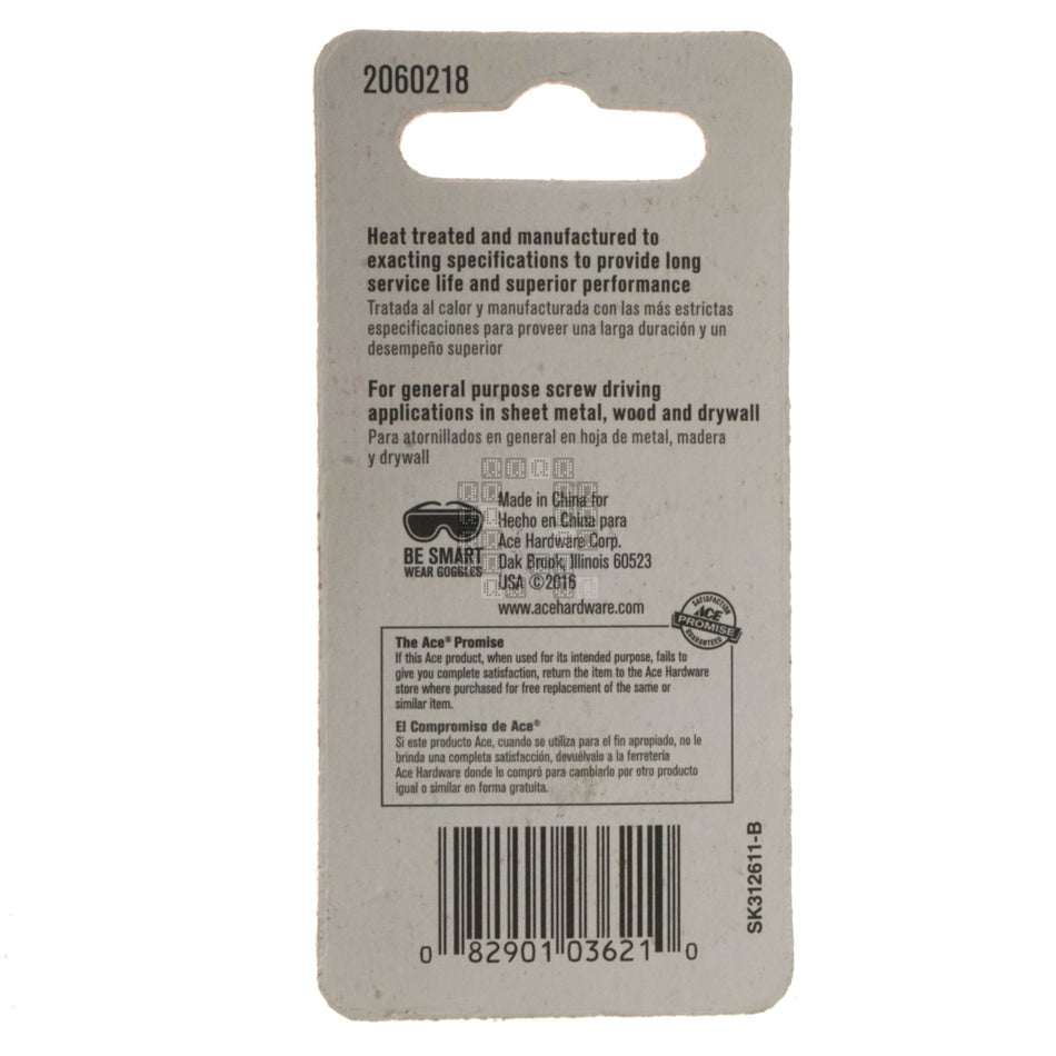 ACE Hardware 2060218 #3 Phillips PH3 / #10-12 Slotted Double Ended Driver Bit