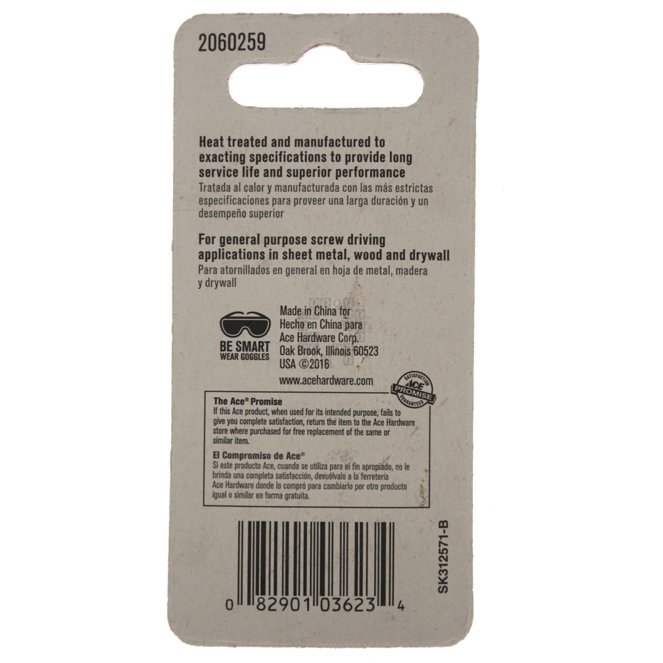 ACE Hardware 2060259 #2 Square SQ2 / #3 Square SQ3 Double Ended Driver Bit, 2" Length