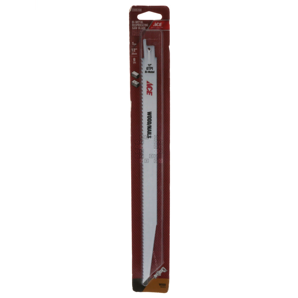 ACE Hardware 2099398 Bi-Metal 12" Long 6TPI Wood/Nails Reciprocating Saw Blade