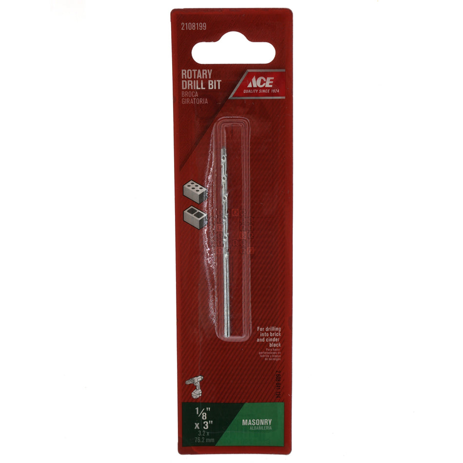 ACE Hardware 2108199 1/8" x 3" Straight Shank Rotary Masonry Drill Bit
