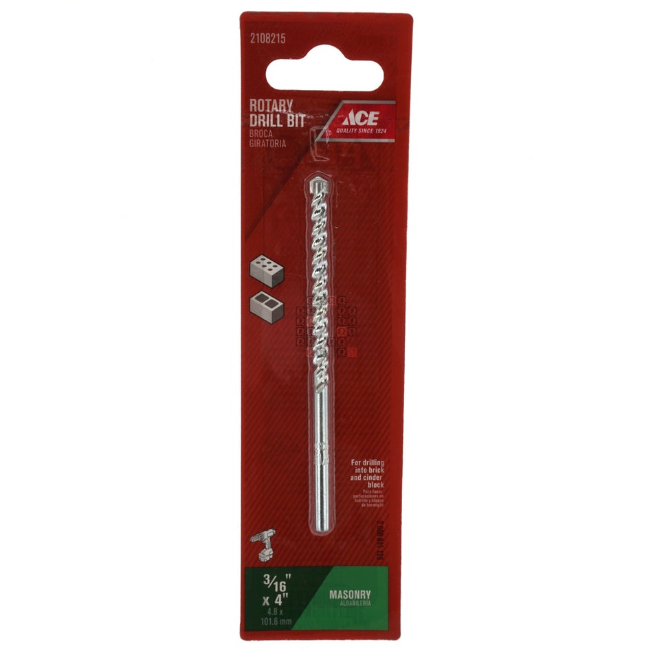 ACE Hardware 2108215 Straight Shank 3/16" x 4" Rotary Masonry Drill Bit