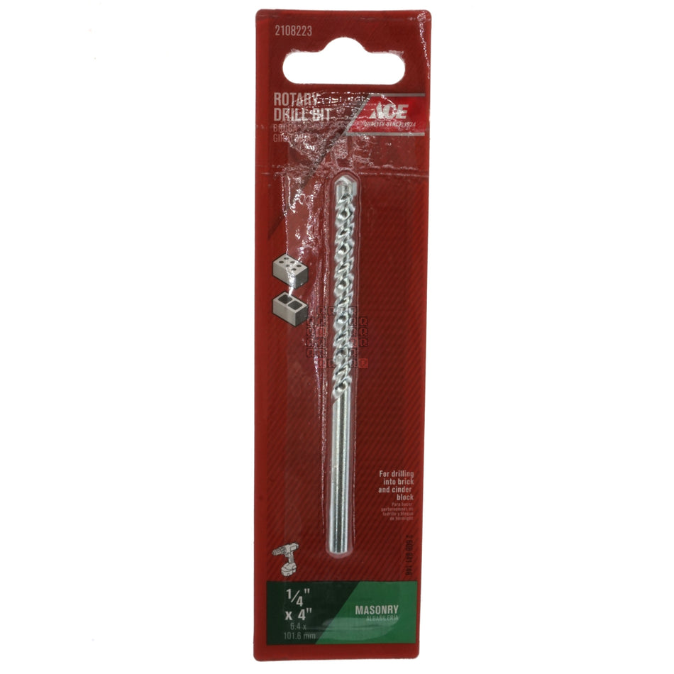 ACE Hardware 2108223 1/4" x 4" Steel Straight Shank Rotary Masonry Drill Bit