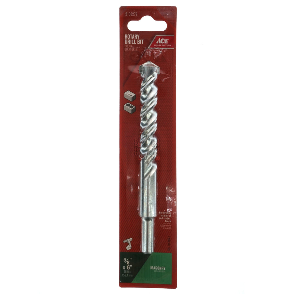 ACE Hardware 2108272 5/8" x 6" Steel Rotary Masonry Drill Bit, Straight Shank