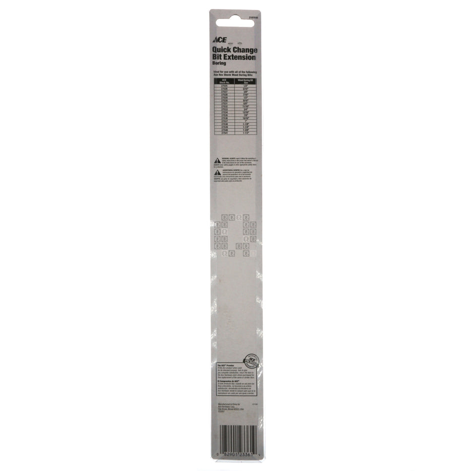 ACE Hardware 2187094 Wood 1/4" Hex Drive Quick Change Boring Bit Extension, 12"