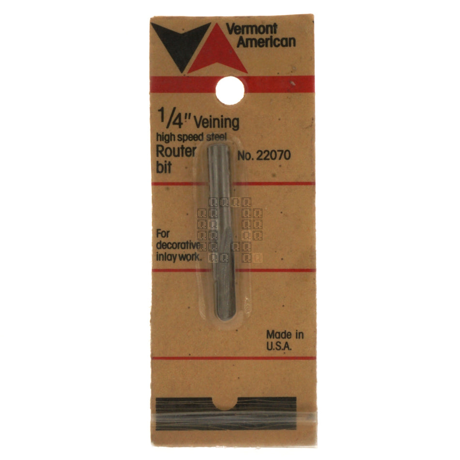 Vermont American 22070 High Speed Steel Veining Router Bit, 1/4" Diameter