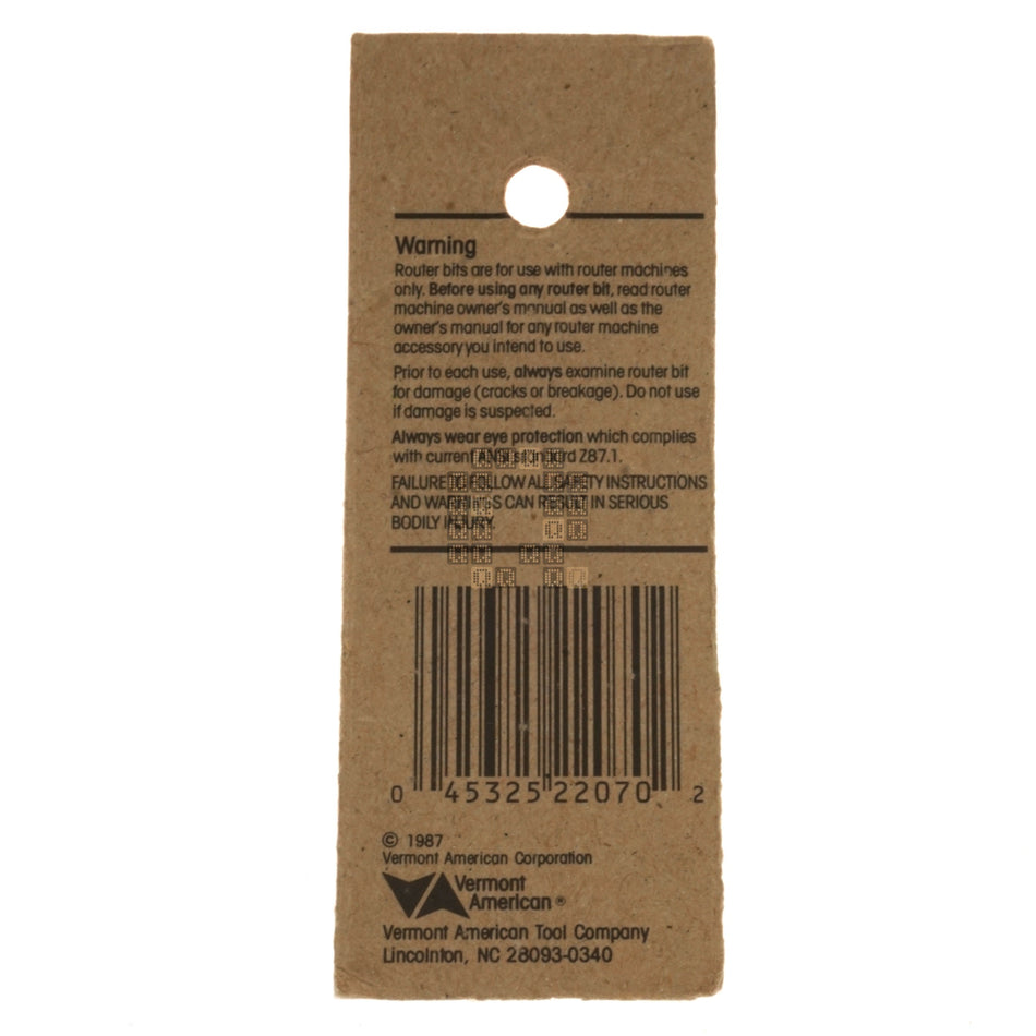 Vermont American 22070 High Speed Steel Veining Router Bit, 1/4" Diameter