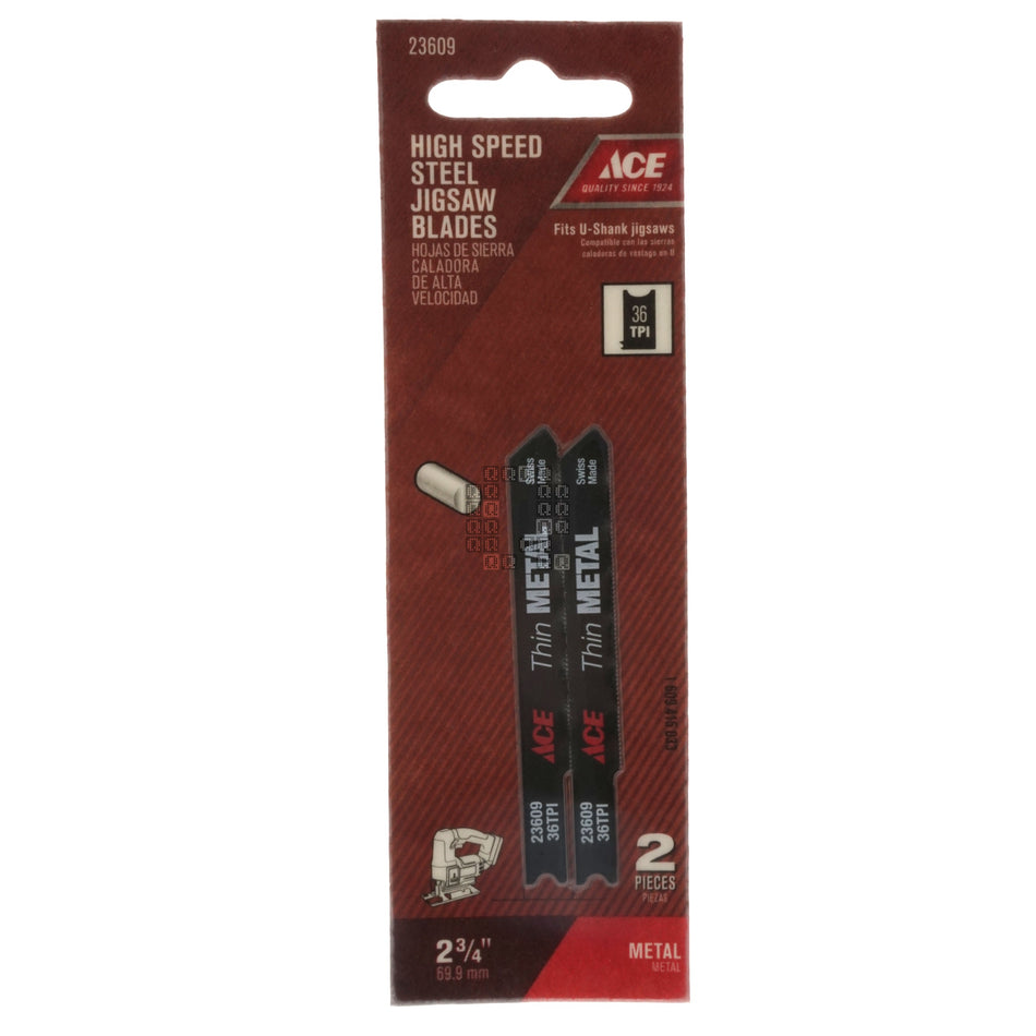 ACE Hardware 23609 U-Shank High Speed Steel Jigsaw Blades, 36TPI, 2-3/4" Length