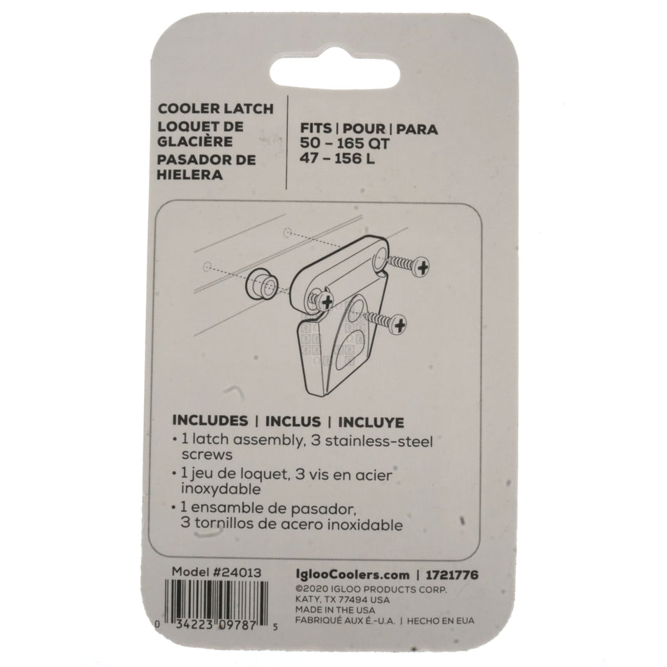Igloo 24013 White Cooler Latch with 3 Screws, for 50-165 Quart / 47-156 Liter