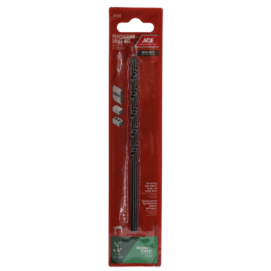 ACE Hardware 24469 1/4" x 6" Steel Percussion Drill Bit, Straight Shank